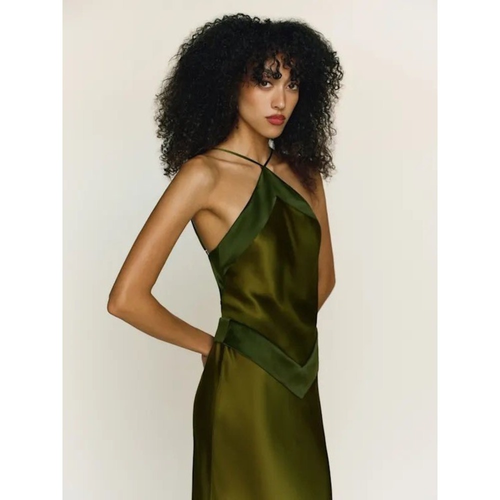 New NWT Reformation Jillian Silk Pear Sz 4 - Picture 2 of 8